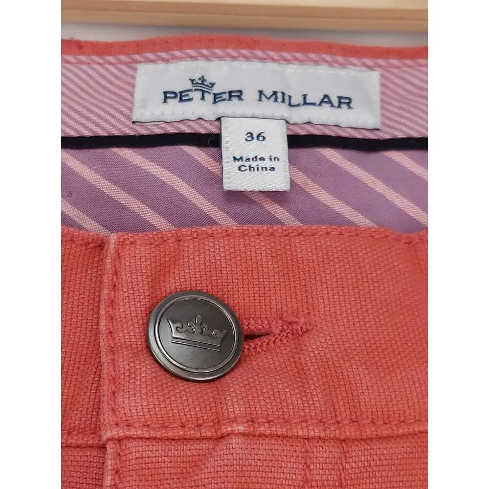 Peter Millar Mens Vintage Canvas 5-Pocket Salmon Chino Golf Pant Ms19B86 36x28